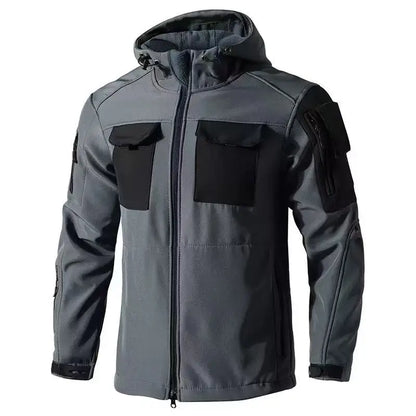 Veste Softshell Cargo Homme à Capuche - Automne/Hiver Outdoor Militaire