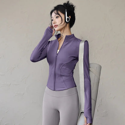 Veste de sport femme légère zippée avec passe-pouces