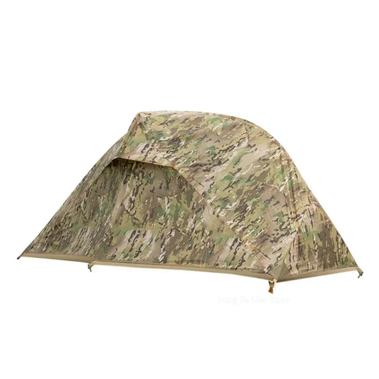 Tente Camouflage 1 Personne Oxford 600D Imperméable – Double Couche, Fibre de Verre | Camping, Randonnée, Chasse | Camouflage & Mud
