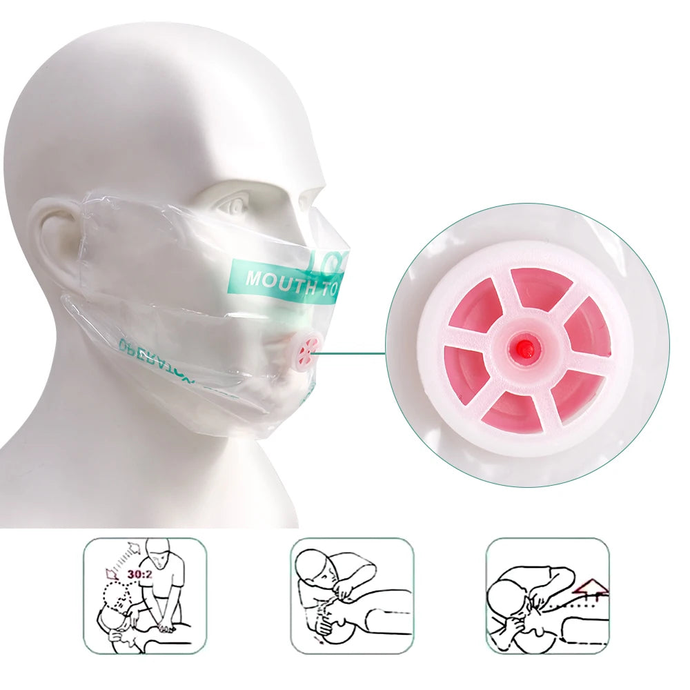 Masques bouche-à-bouche à valve avec pochette porte-clés – Lot de 50