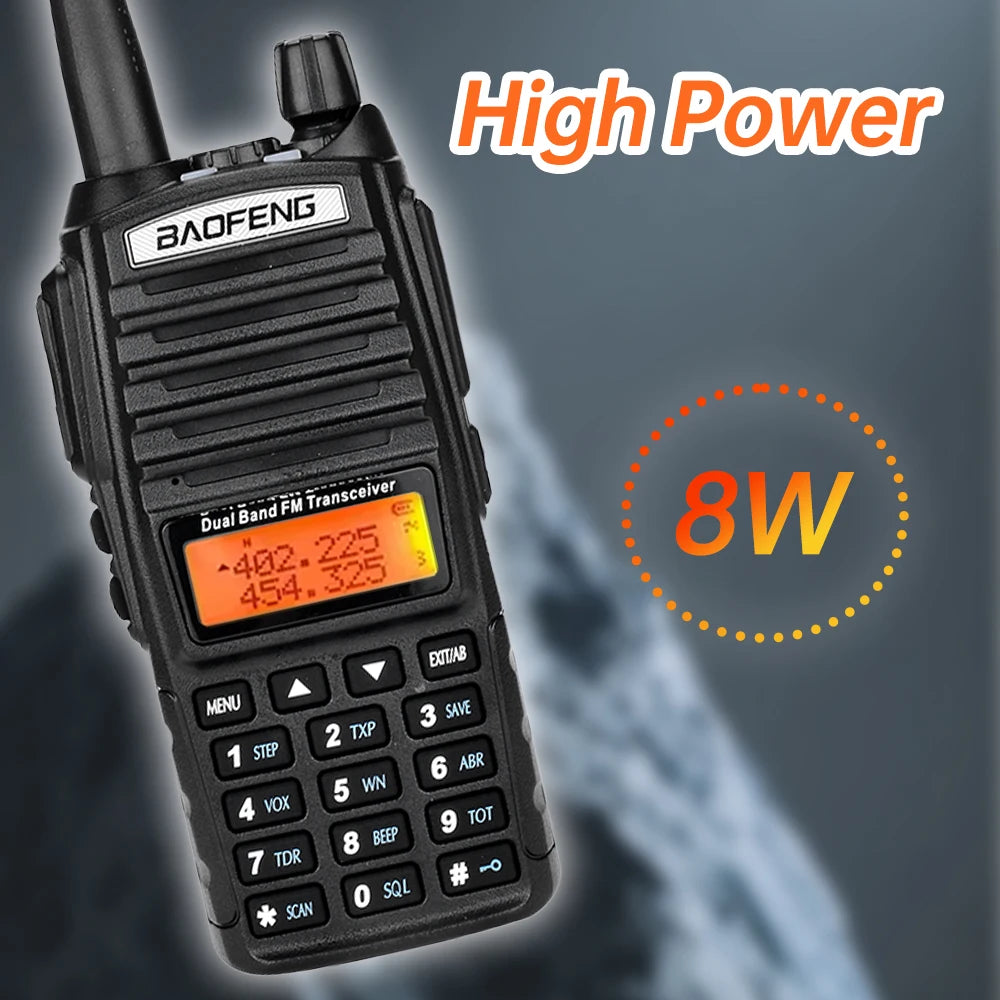 Talkie-Walkie Baofeng UV-82 Double PTT 5W/8W – Radio Amateur VHF/UHF, Portée 10 km