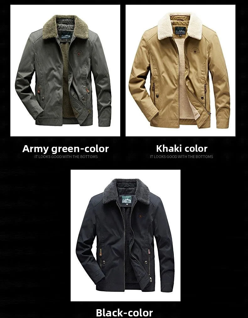 Autumn Winter Men's Cotton Thick Warm Fleece Jackets Stand Collar Fleece Lined Outdoor Workwear Warm Casual Style New Arrival BLACKBEARD OUTDOOR INDUSTRIES