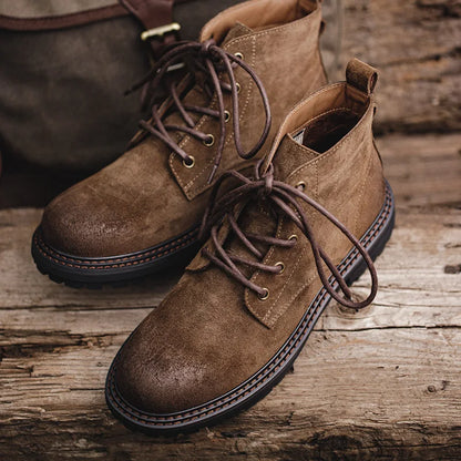 Boots Homme Hiver – Chaussures Montantes Cuir Lacets Semelle Épaisse