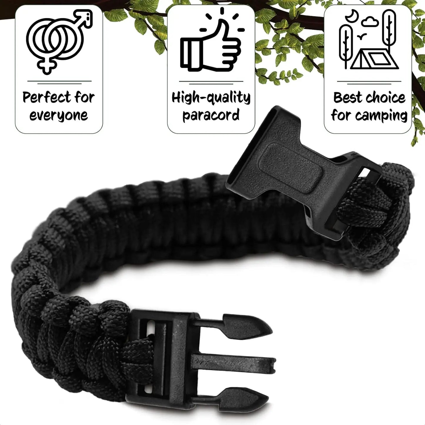 Bracelet Paracorde Tactique 7 Brins – Mode Homme – Corde de Parachute 4 mm – Survie & Urgence – Camping & Randonnée - BLACKBEARD OUTDOOR INDUSTRIES