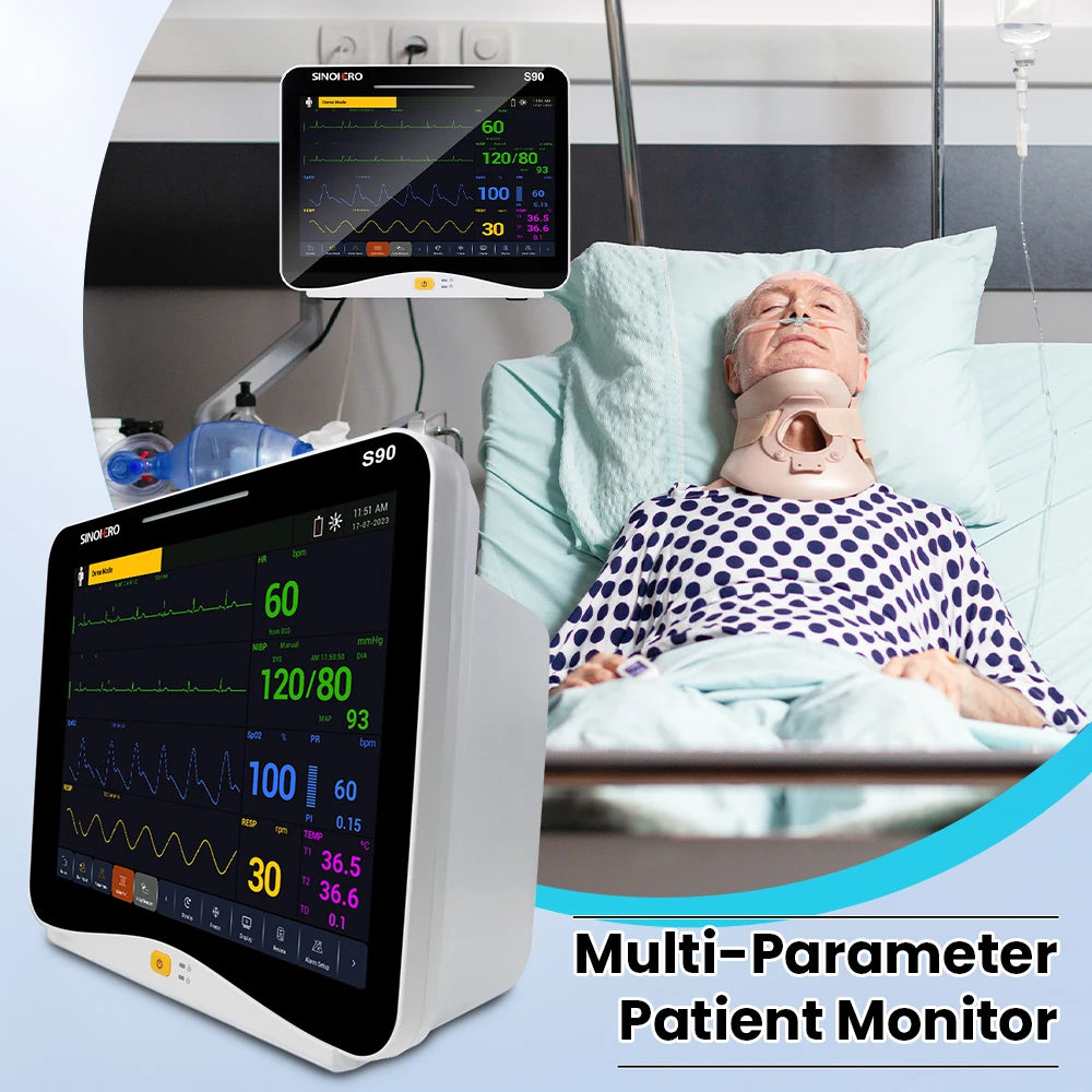 Moniteur Patient Multiparamétrique 12.1" Sinohero S90C – ECG, SpO2, NIBP, RESP, TEMP, IBP, EtCO2