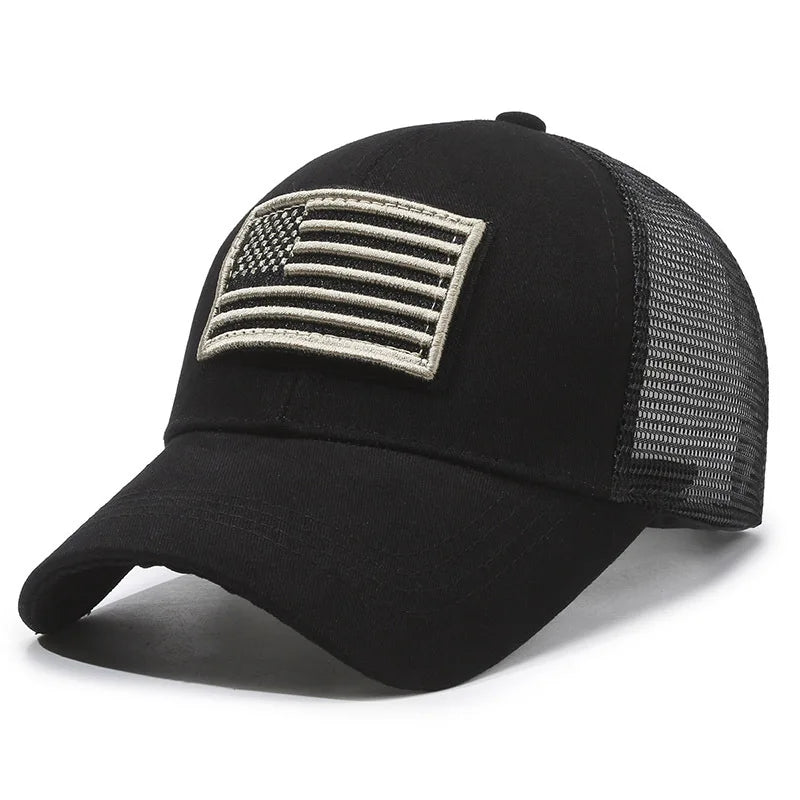 Casquette Baseball Drapeau Américain Brodé – Camouflage Respirante Unisexe | 14 Coloris - BLACKBEARD OUTDOOR INDUSTRIES