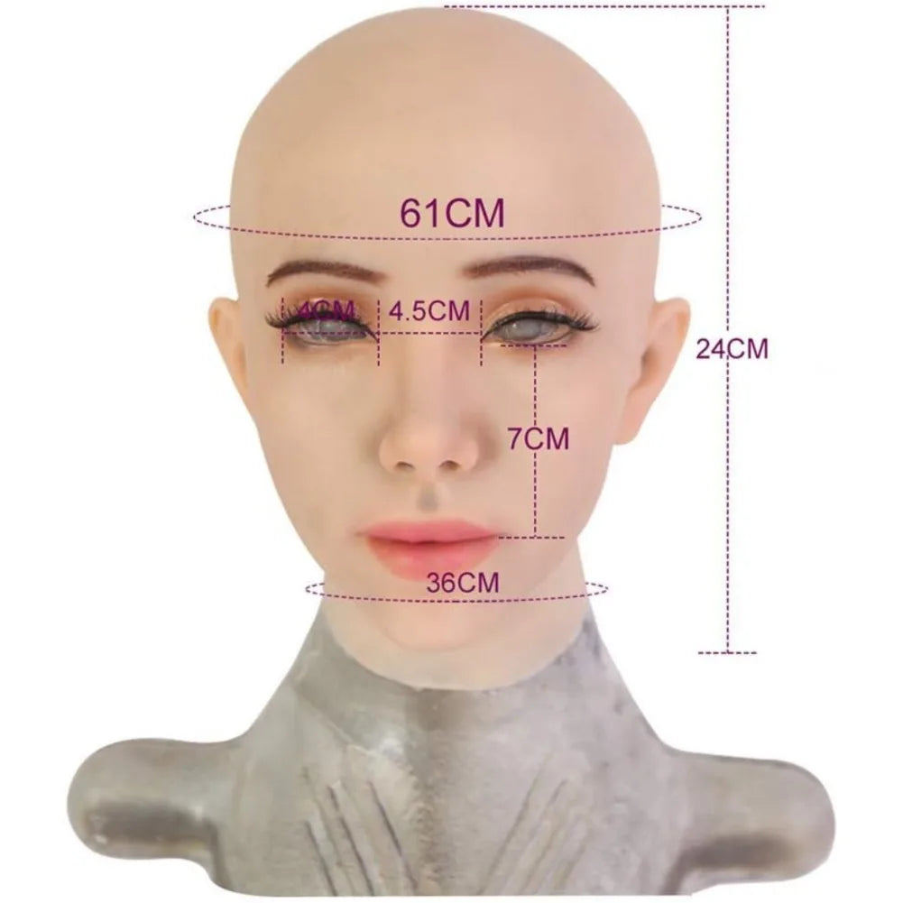 Masque intégral visage féminin en silicone souple