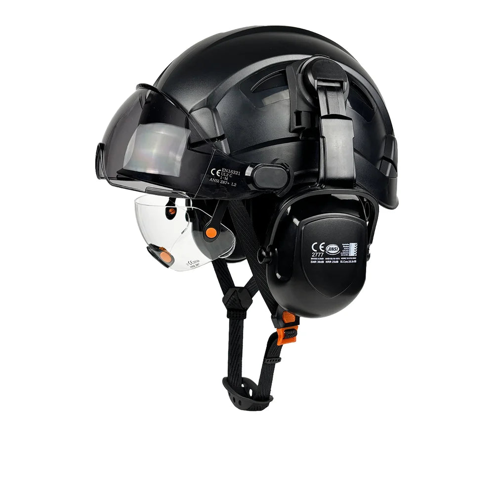 Casque de Sécurité ABS Pompier & Sauvetage — Visière, Cache-Oreilles CE/ANSI - BLACKBEARD OUTDOOR INDUSTRIES