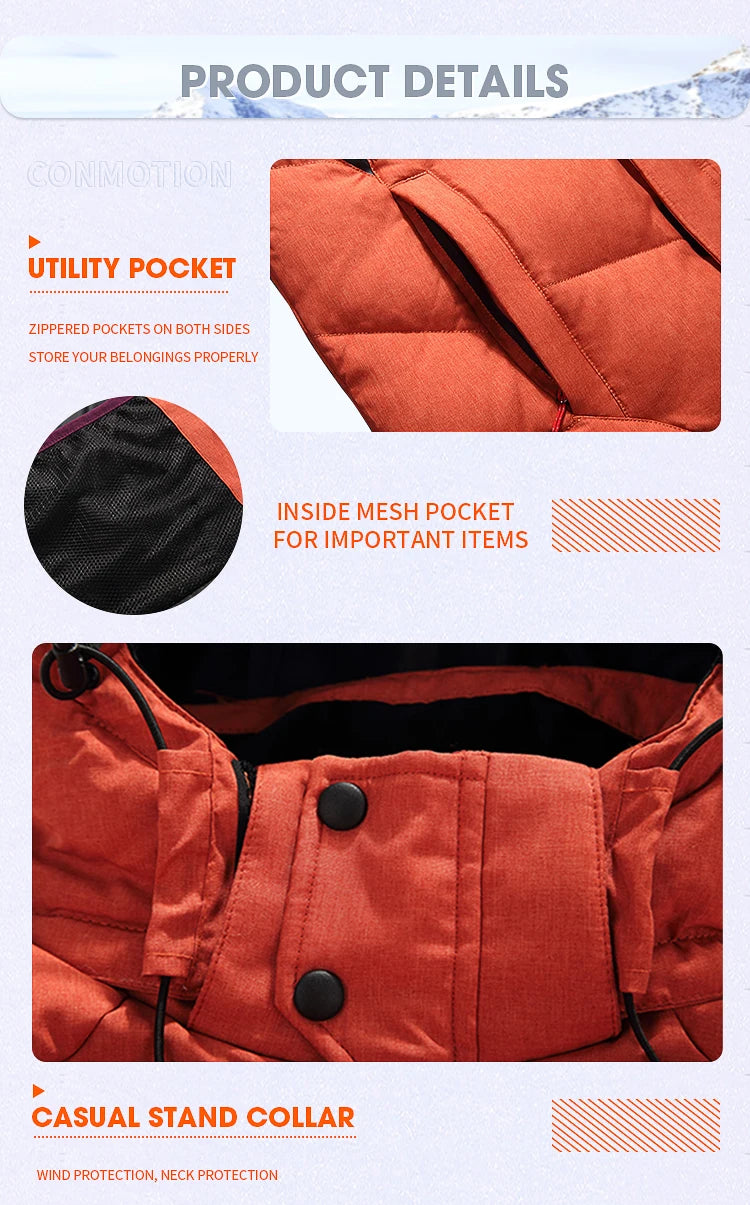 Veste Doudoune Homme en Duvet Blanc - Parka Hivernale Windproof, Chaude et Confortable, Avec Capuche Détachable BLACKBEARD OUTDOOR INDUSTRIES