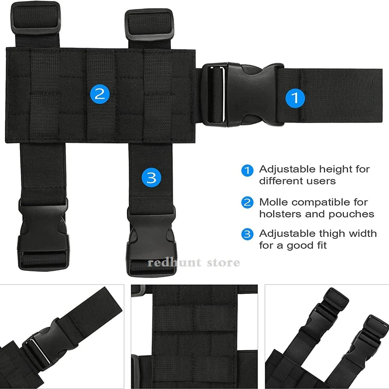 Plateforme Drop Leg MOLLE Universelle – Holster Cuisse Tactique + Ceinture Réglable