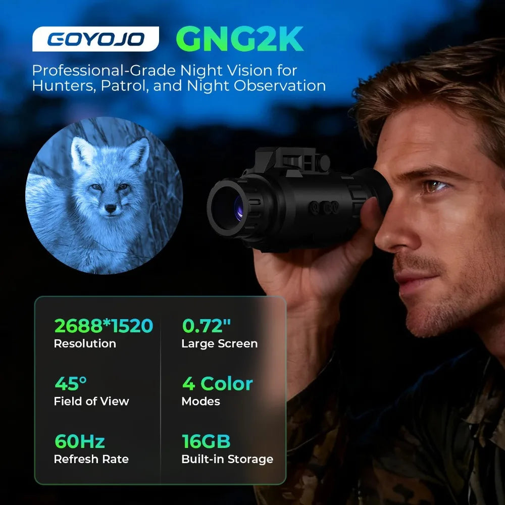 Lunette de Vision Nocturne 2K WiFi White Phosphor 45° HD – NITERUS GNG2K
