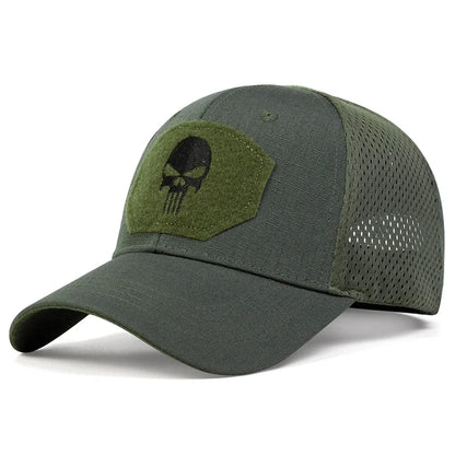 Casquette Baseball Skull Brodée – Camouflage & Uni Réglable Respirante Unisexe Outdoor