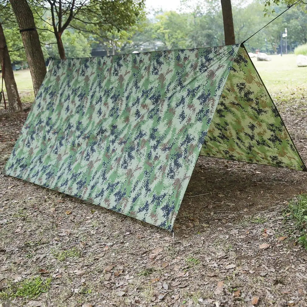 Tarp Camouflage Outdoor – Bâche Ultralégère Camping, Abri Soleil & Hamac Imperméable