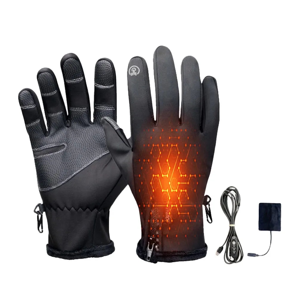 Gants chauffants USB tactiles, coupe-vent et ajustables