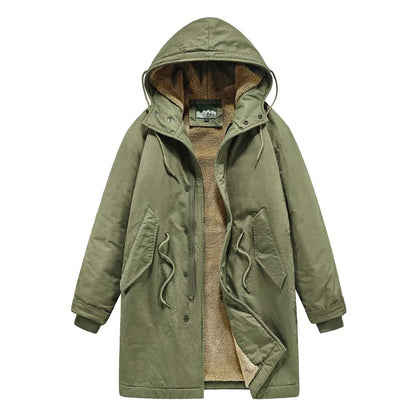 New American Retro M51 Mid-Length Windbreaker Parka with Hood Coat - Amish Cotton Long Coat for Men - Fall/Winter BLACKBEARD OUTDOOR INDUSTRIES