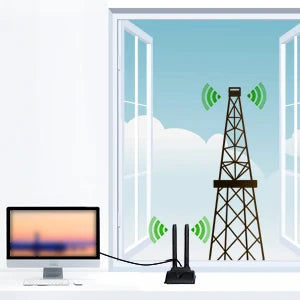 Antenne WiFi 2 x 8dBi Dual Band 2.4GHz 5.8GHz avec 2 x 15CM Câble Pigtail I-P-E-X-1 à RP-SMA Femelle pour Routeur Sans Fil - BLACKBEARD OUTDOOR INDUSTRIES