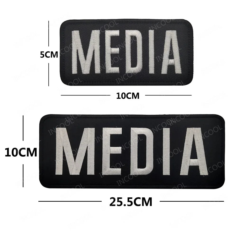 Patch Brassard Brodé PRESS MEDIA INSTRUCTOR – Réfléchissant & Lumineux | Velcro