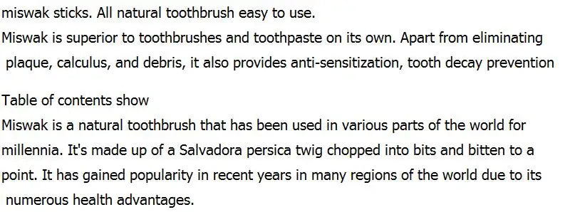 Miswak Sewak Stick – Brosse à Dents Naturelle Traditionnelle 10 PCS - BLACKBEARD OUTDOOR INDUSTRIES