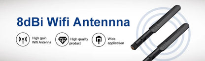 Antenne WiFi 2 x 8dBi Dual Band 2.4GHz 5.8GHz avec 2 x 15CM Câble Pigtail I-P-E-X-1 à RP-SMA Femelle pour Routeur Sans Fil - BLACKBEARD OUTDOOR INDUSTRIES
