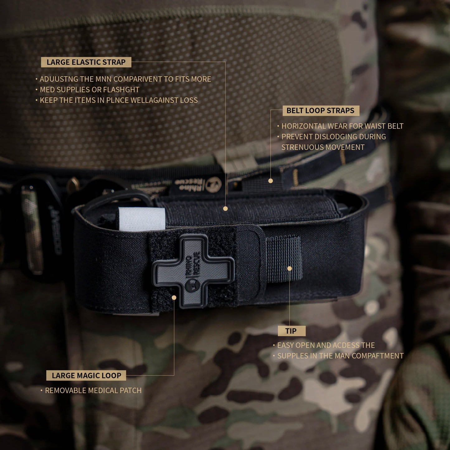 RHINO RESCUE - Housse de Tourniquet avec Tourniquet Métallique, Ciseaux et Support MOLLE pour Premiers Secours, Idéal pour Camping et Tactiques - BLACKBEARD OUTDOOR INDUSTRIES