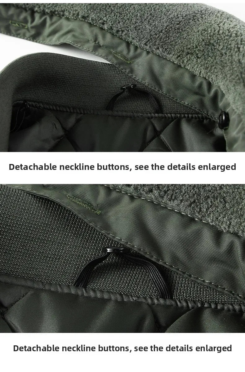 Men's Casual Thickened Cotton Jacket Removable Fur Collar Autumn Winter Warm Stand Collar Looseness Style Chinese Origin BLACKBEARD OUTDOOR INDUSTRIES