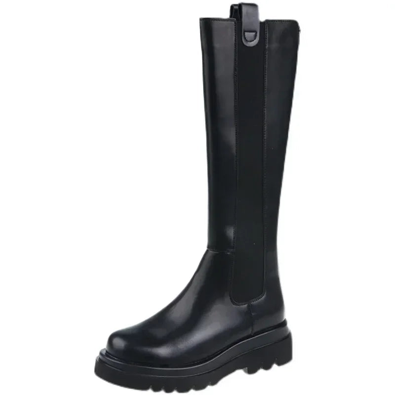 Bottes hautes femme à plateforme et talon carré