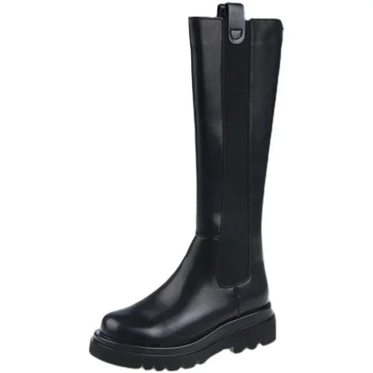 Bottes hautes femme à plateforme et talon carré