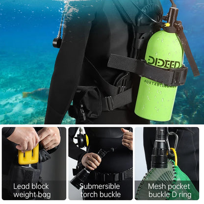 DIDEEP Kit Plongée Mini Bouteille Scuba 4L – Jusqu'à 60 min, Masque HD, Certifié CE