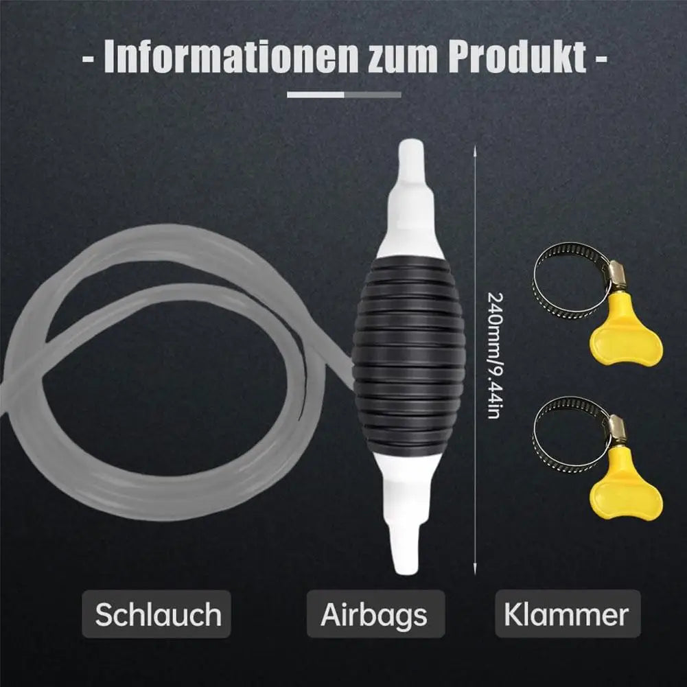 Pompe Manuelle de Transfert Multifonction – Pompe à Carburant, Huile, Eau, Diesel, Nettoyeur Liquide avec Colliers Métalliques Antifuite - BLACKBEARD OUTDOOR INDUSTRIES
