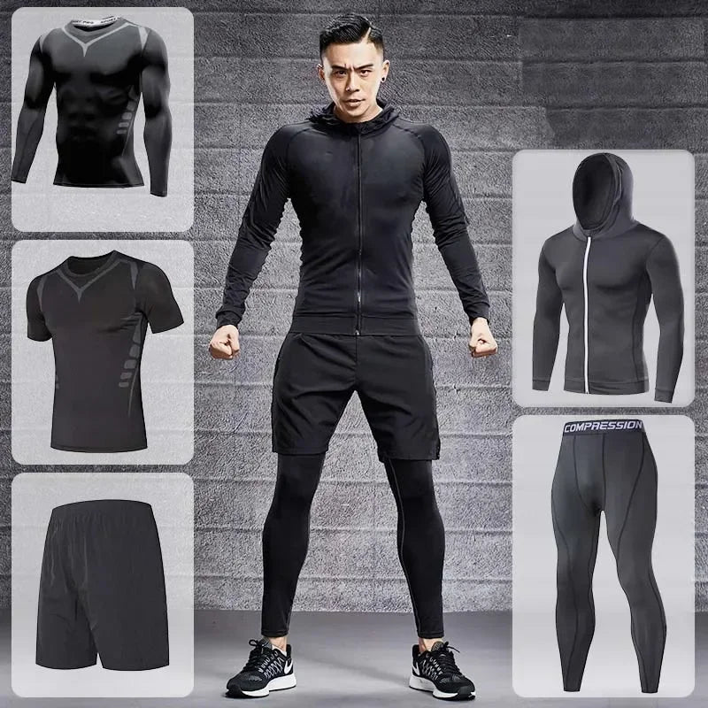 Ensemble sport homme compression, 2, 3 ou 5 pièces