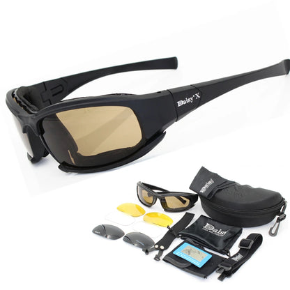 Daisy X7 Lunettes Tactiques Militaires – Kit 4 Verres Polarisés | Airsoft, Moto, Cyclisme