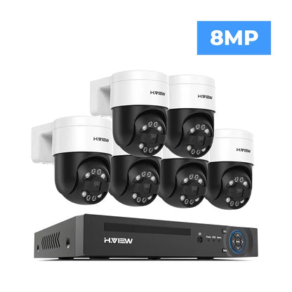 Kit Vidéosurveillance POE H.VIEW 5MP/8MP — NVR 8 Canaux + 4/6/8 Caméras IP Extérieur avec Détection IA - BLACKBEARD OUTDOOR INDUSTRIES