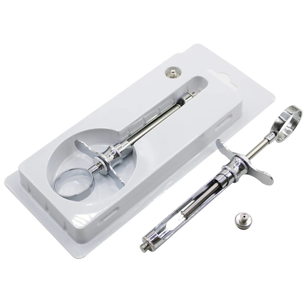 Seringue Dentaire Aspirante Acier Inoxydable avec Tête – Instrument Chirurgical Dentiste – Pointe Crochet ou Pointe Affûtée – Certifié CE