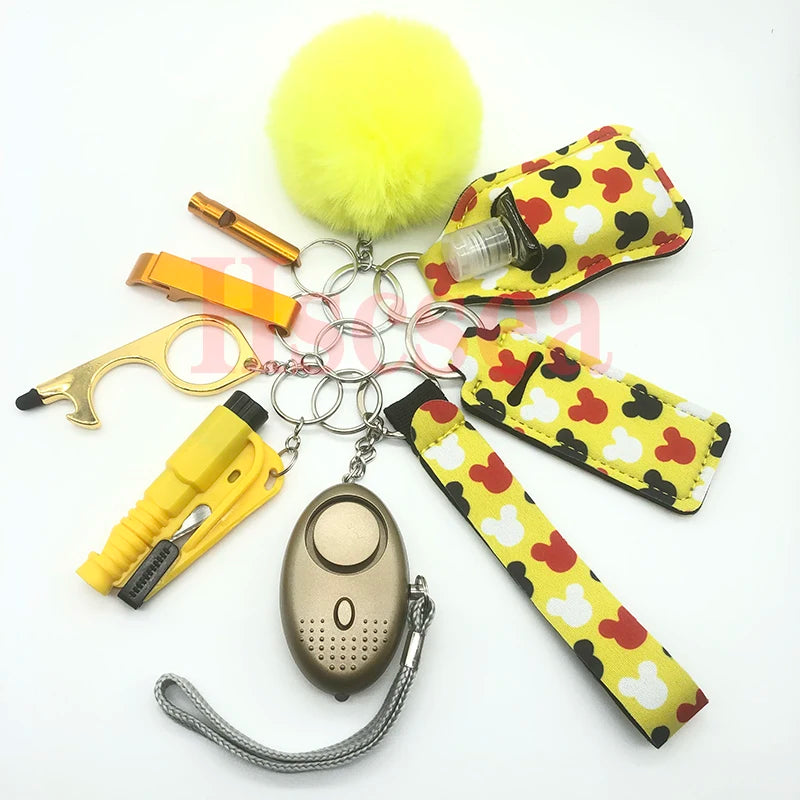 Kit porte-clés de sécurité femme 10 pièces avec dragonne