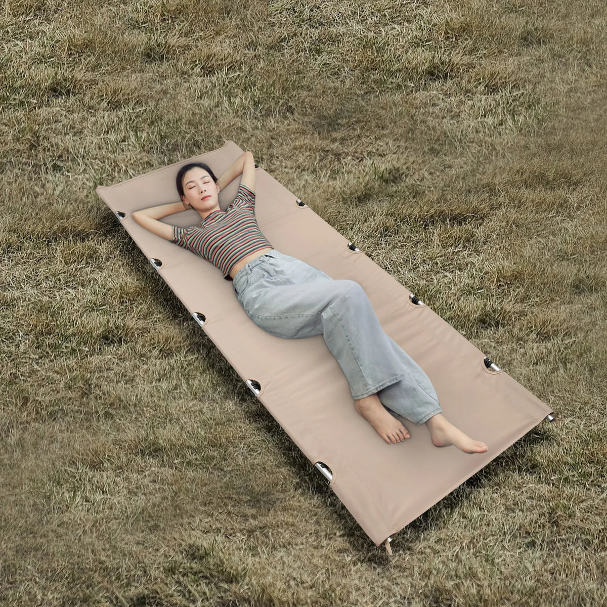 Lit de Camp Pliant Ultra-Léger 150kg – Aluminium 7075 & 6061, Oxford 600D, 190x65cm | Camping, Randonnée, Trekking | Khaki & Vert