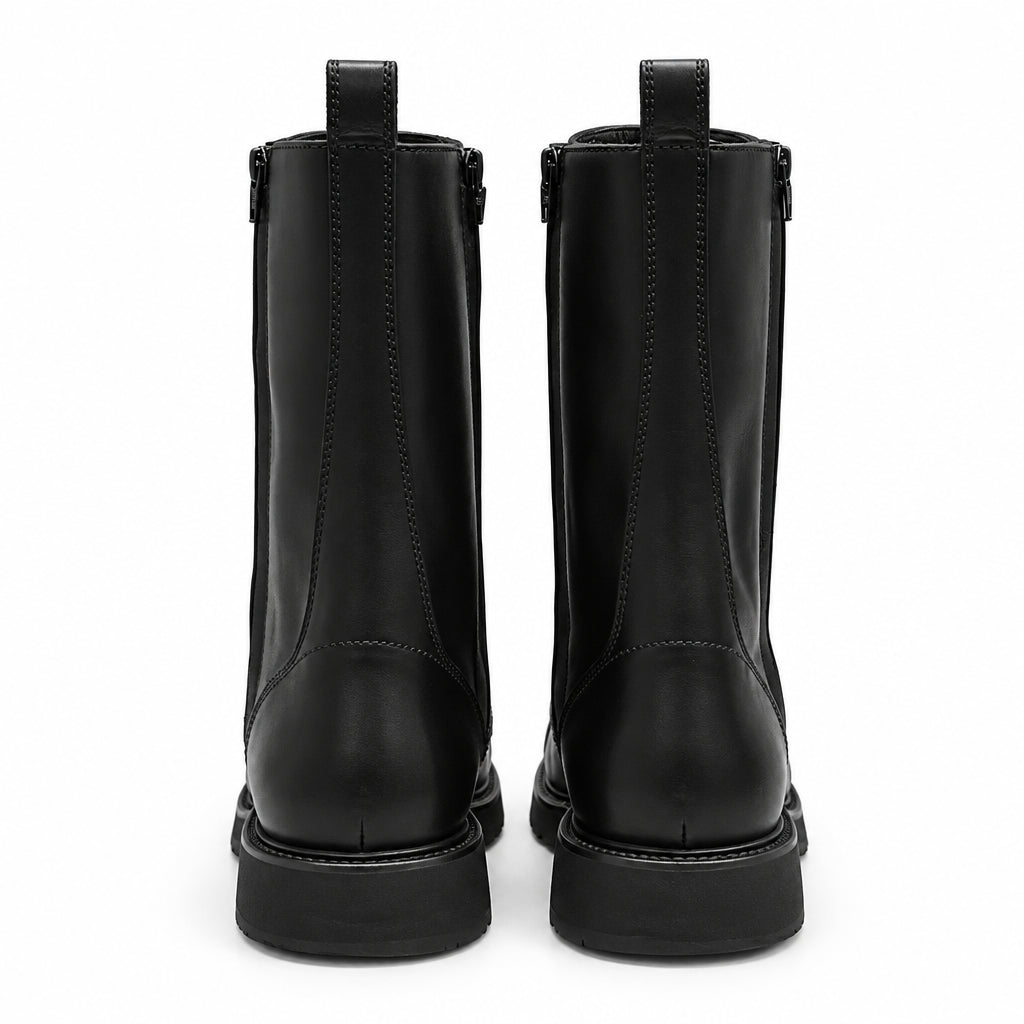 Bottes motardes homme noires à lacets et zip latéral