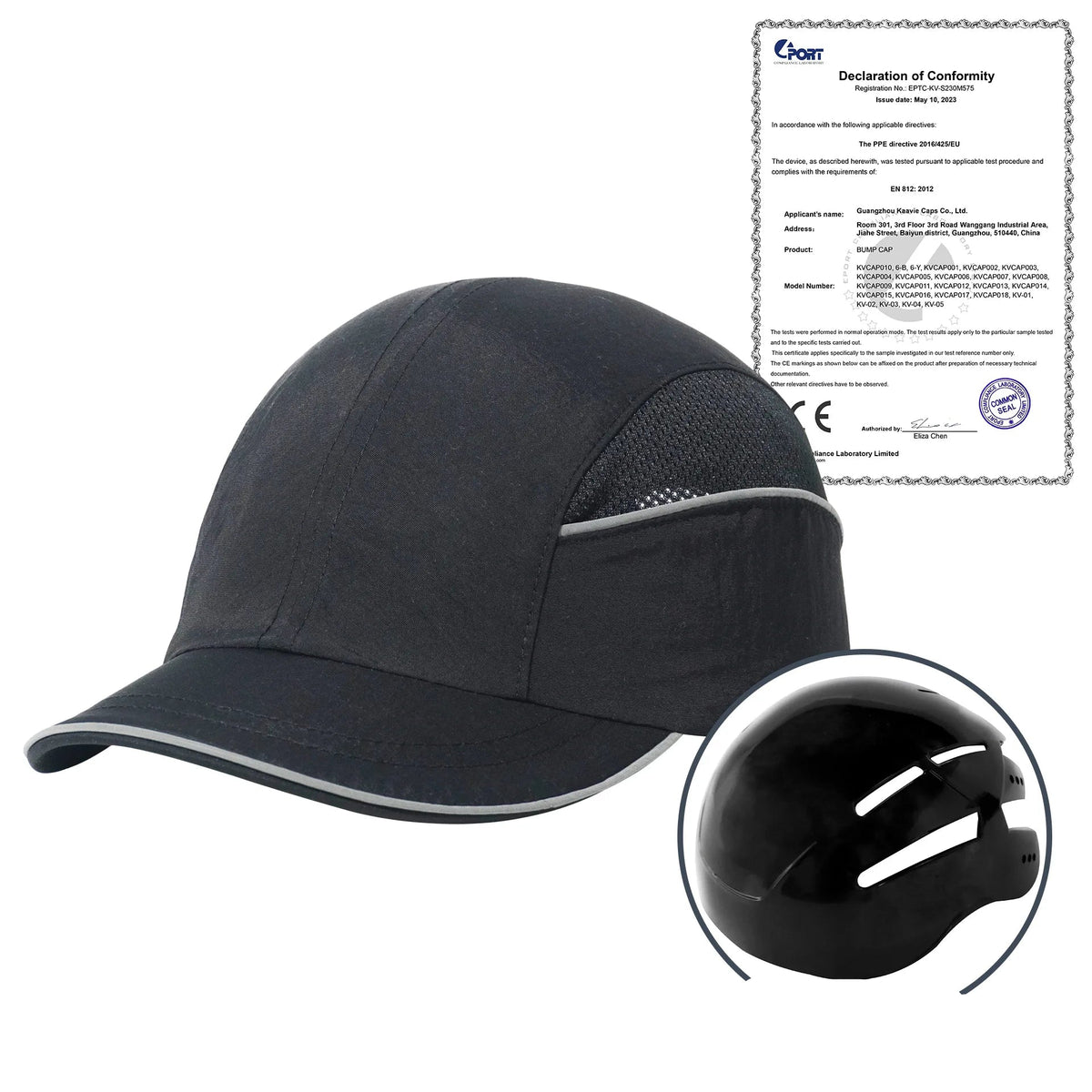 Casquette de Sécurité Baseball EN812 – Protection Antistatique FR/ESD, Légère, pour Électriciens et Travailleurs Industriels
