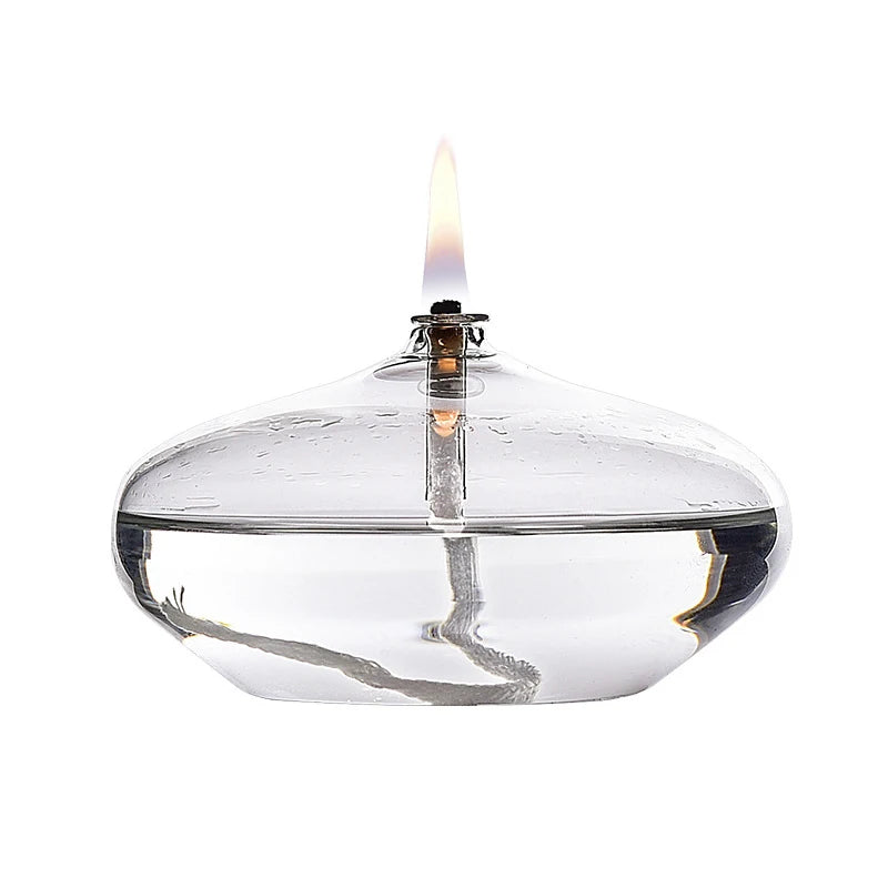 Porte-Bougie en Verre Transparent - Lampe à Huile avec Mèche – Décoration Rustique pour Mariage, Anniversaire, Dîner, Table d'Intérieur - BLACKBEARD OUTDOOR INDUSTRIES