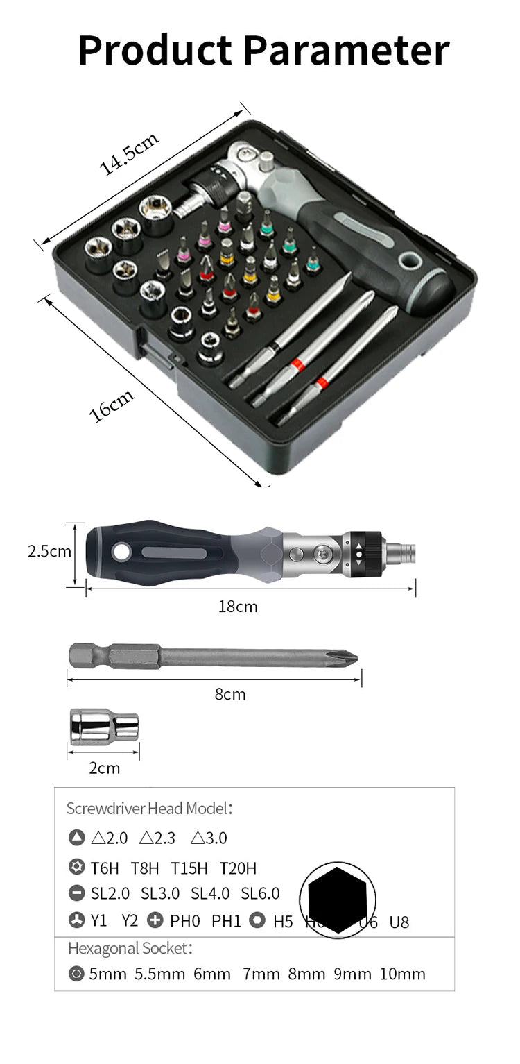 Coffret Tournevis Cliquet Multidirectionnel 30–49 pièces – Acier Vanadium Magnétique - BLACKBEARD OUTDOOR INDUSTRIES