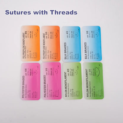 Kit Complet d'Entraînement à la Suture Médicale – Pad Silicone 3 Couches, 14 Plaies, 5 Outils Inox & Fils