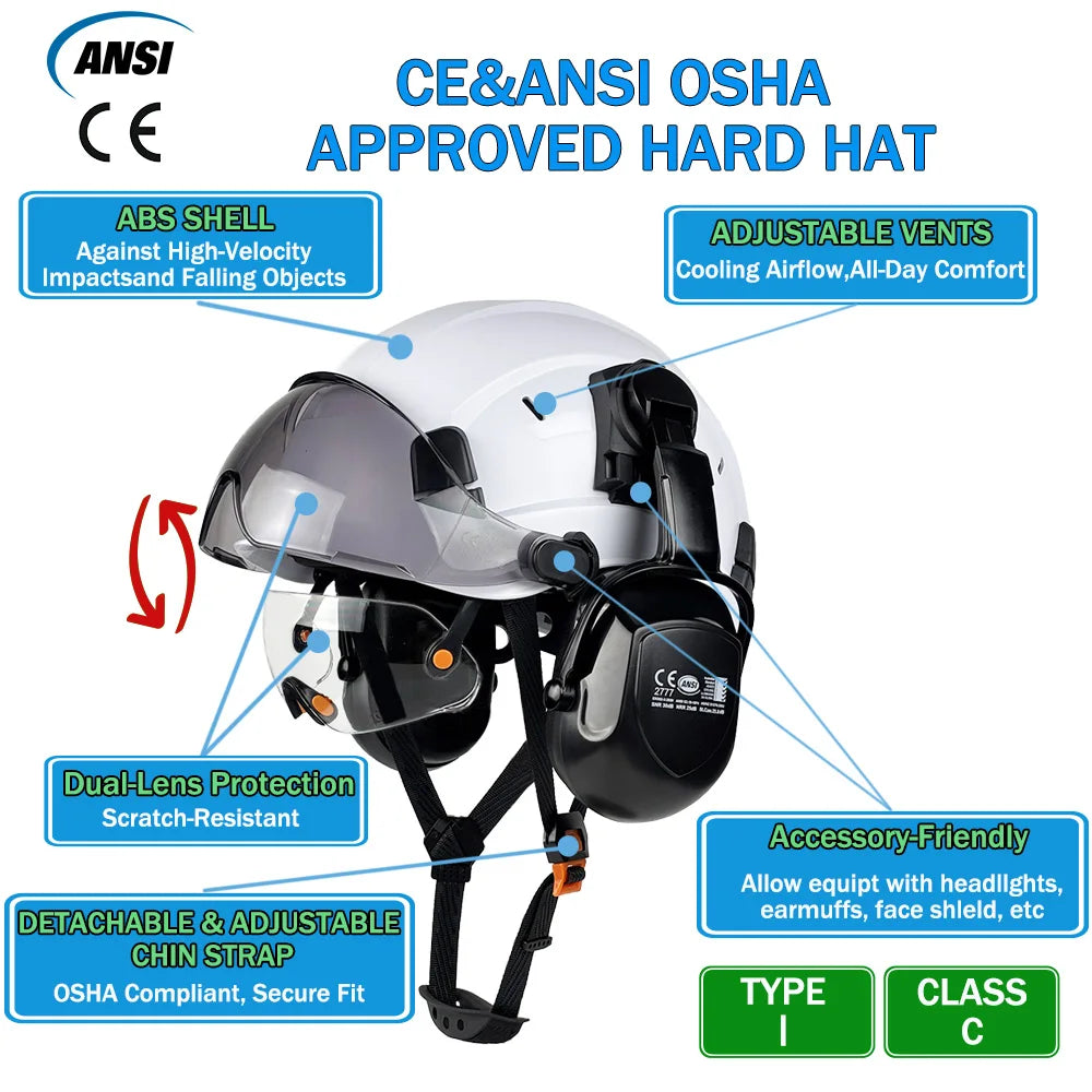 Casque de Sécurité ABS Pompier & Sauvetage — Visière, Cache-Oreilles CE/ANSI - BLACKBEARD OUTDOOR INDUSTRIES
