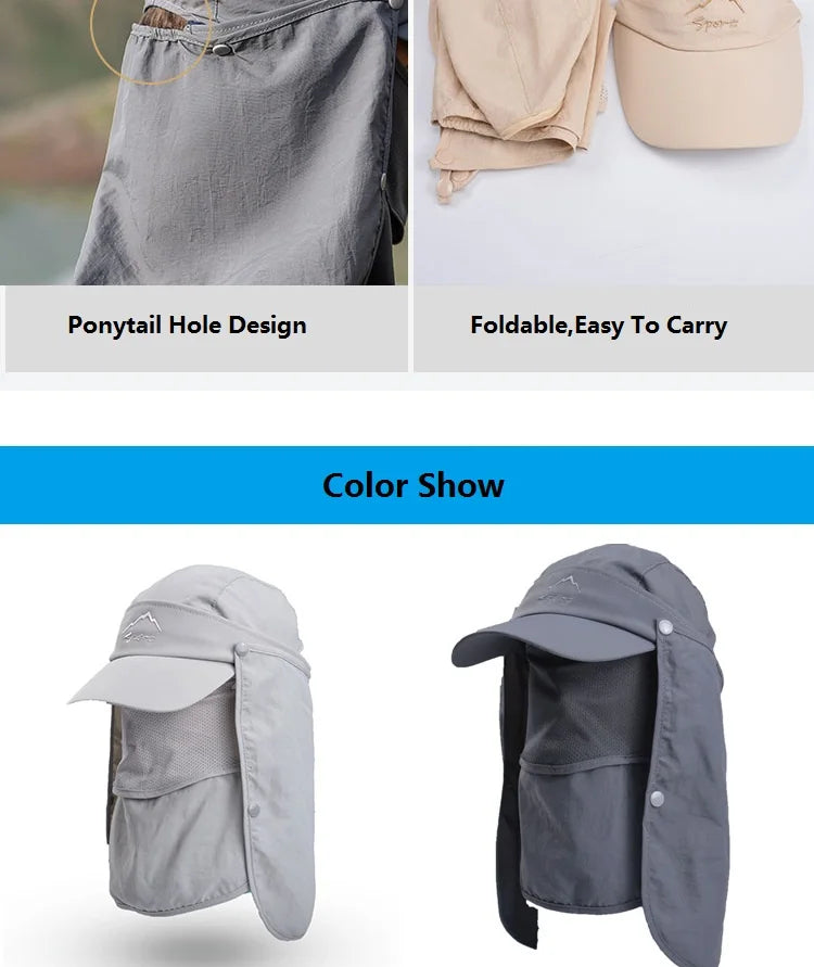 Chapeau de Protection UV d'Été – Casquette Anti-UV avec Protection du Cou et du Visage, Pliable, Séchage Rapide, Imperméable, Idéale pour Randonnée, Pêche et Activités Outdoor - BLACKBEARD OUTDOOR INDUSTRIES