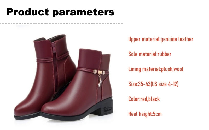 Bottines Femme en Cuir Véritable – Chaudes & Élégantes – Hiver | WOIZGIC - BLACKBEARD OUTDOOR INDUSTRIES