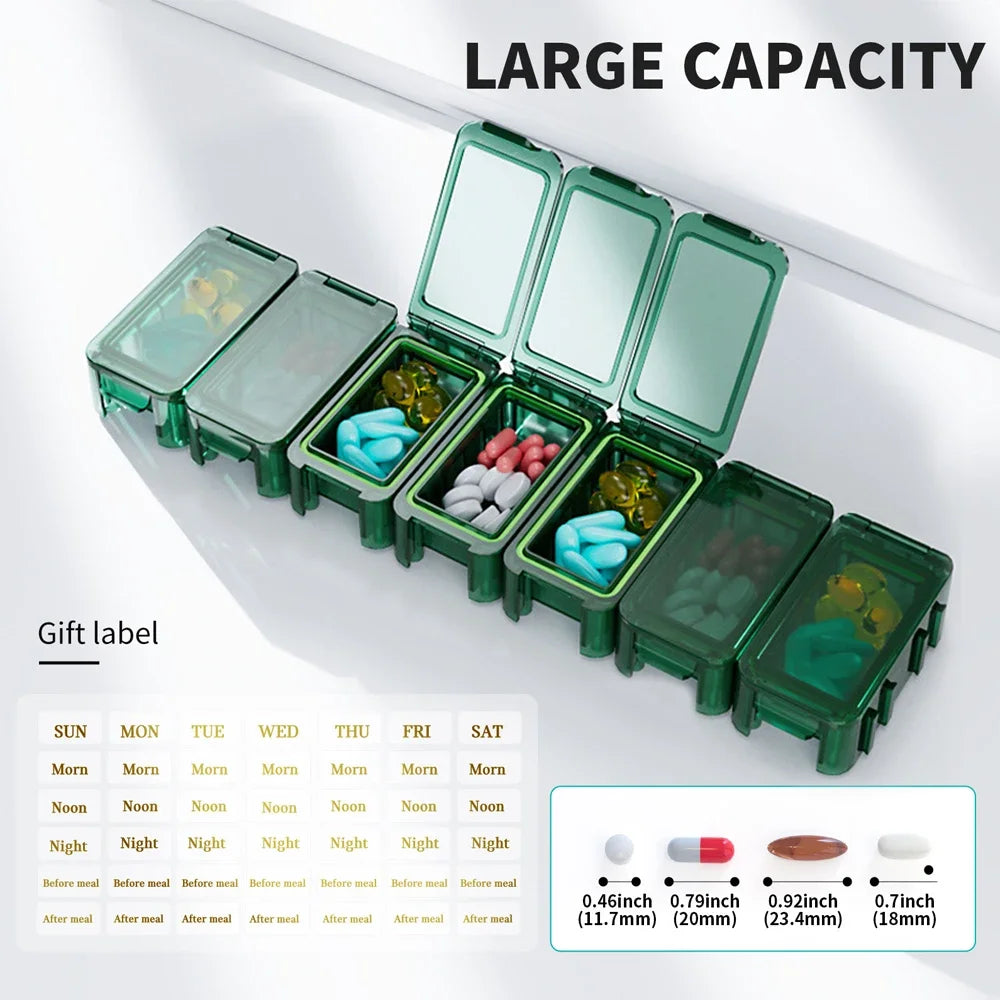 Pilulier Hebdomadaire XXL – Organiseur de Médicaments 7 Jours avec Compartiments Amovibles Ma boutique