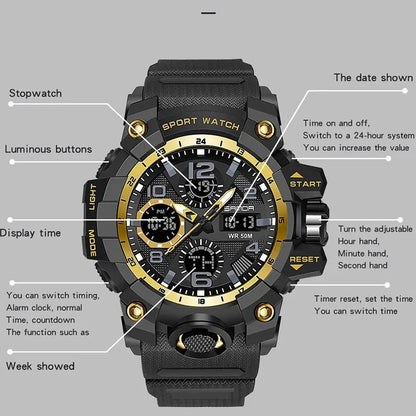 Montre militaire homme SANDA 6021 à double affichage