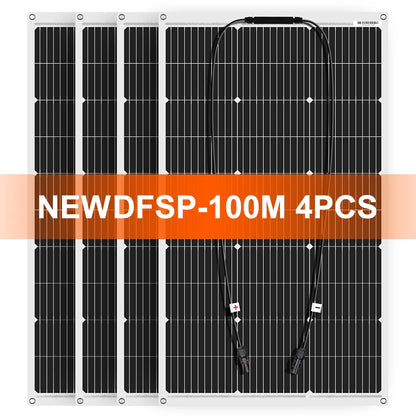 DOKIO Flexible Solar Panel 100W - Monocrystalline Silicon, 18V - Idéal pour Camping RV - BLACKBEARD OUTDOOR INDUSTRIES
