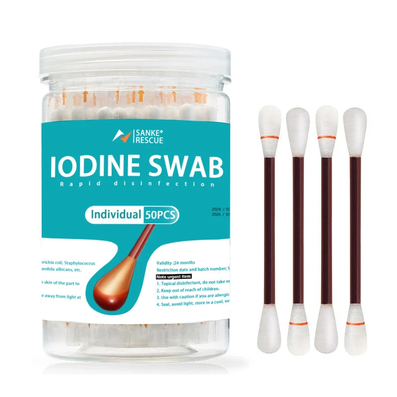 Cotons-Tiges Médicaux Lot de 50 – Alcool ou Iodophore | Trousse de Premiers Secours