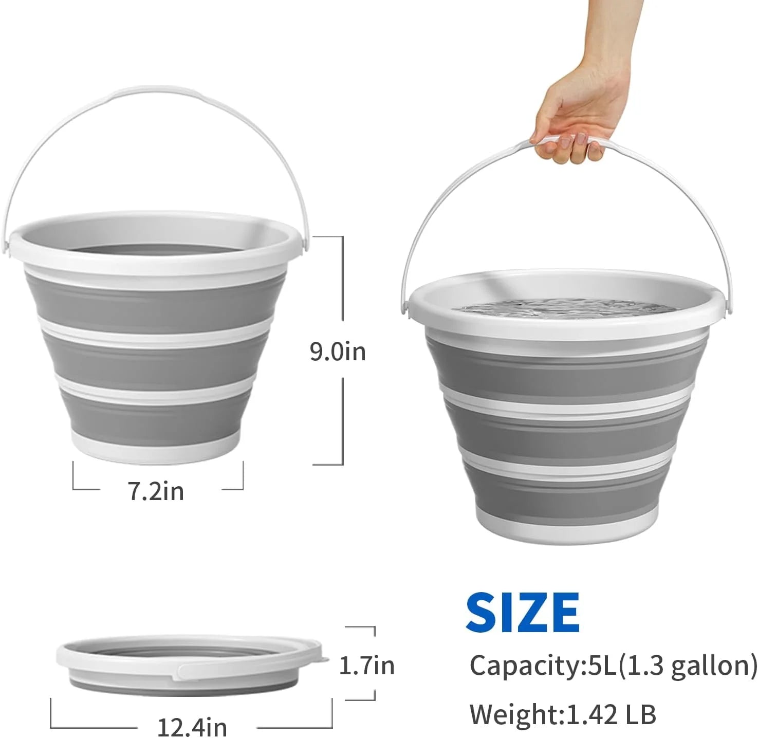 Seau Pliable en Silicone 10L – Seau Multi-Usage pour Pêche, Camping, Lavage de Voiture, Maison - BLACKBEARD OUTDOOR INDUSTRIES