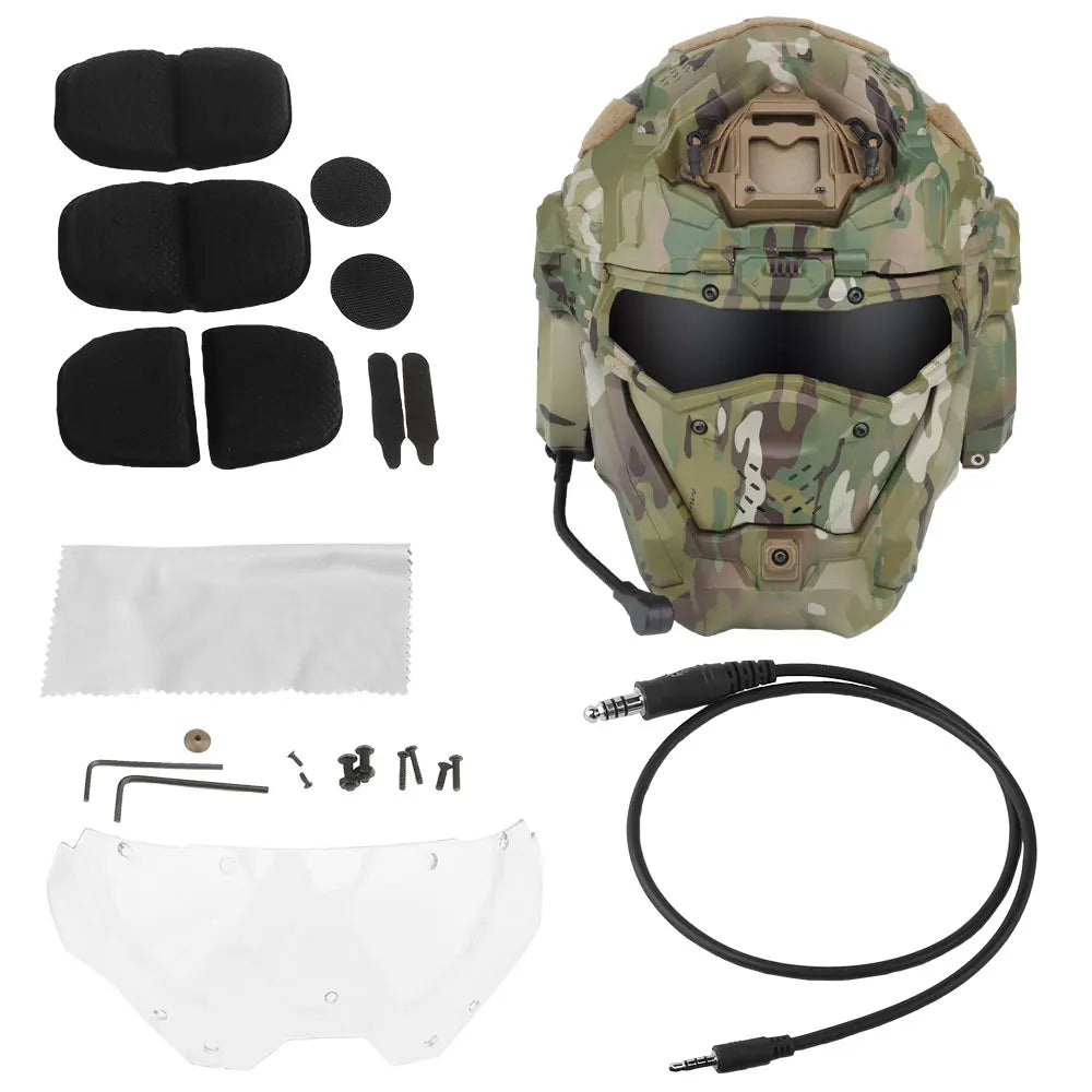 Casque airsoft tactique HL-99 avec masque relevable et ventilation anti-buée