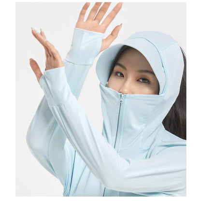 T-Shirt Anti-UV SPF 50+ Femme Manches Longues – Capuche Détachable, Séchage Rapide
